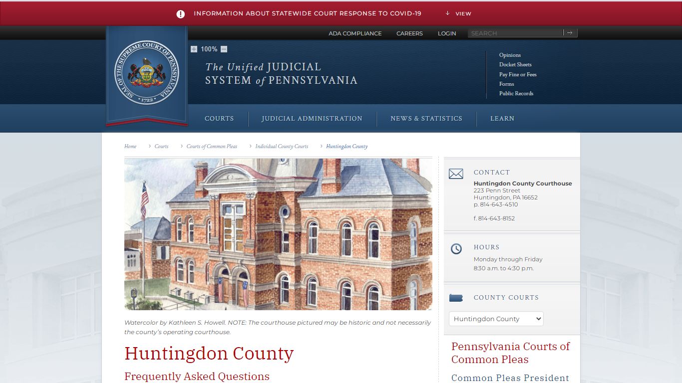 Huntingdon County | Individual County Courts | Courts of ...
